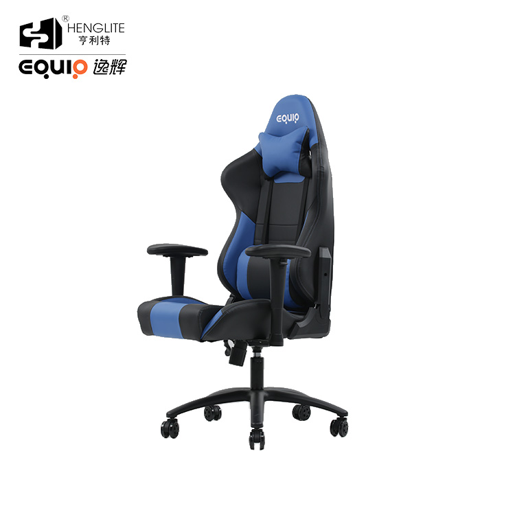 Blue Black EQ7086 PU Wheels Gaming Chair