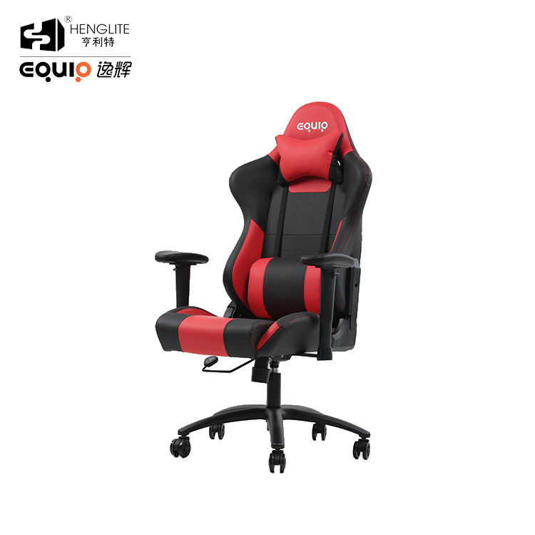 Red Black EQ7086 PU Wheels Gaming Chair