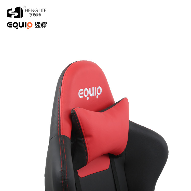 Red Black EQ7086 PU Wheels Gaming Chair