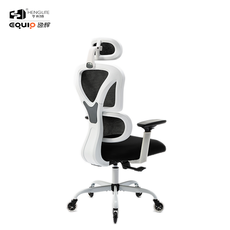 9070 White Metal Base 320 With Racing Wheel White EQ9070 High Back Ergonomic Mesh Chair