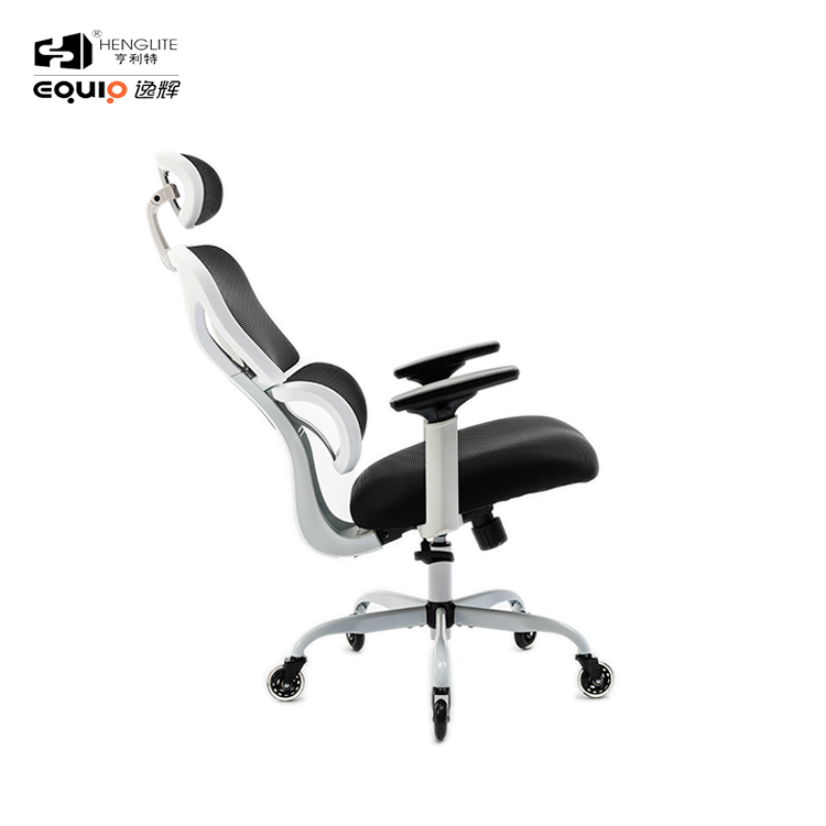 9070 White Metal Base 320 With Racing Wheel White EQ9070 High Back Ergonomic Mesh Chair