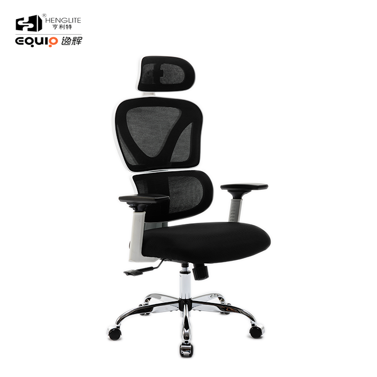 9070 Sliver Chromed Base 320 White EQ9070 High Back Ergonomic Mesh Chair