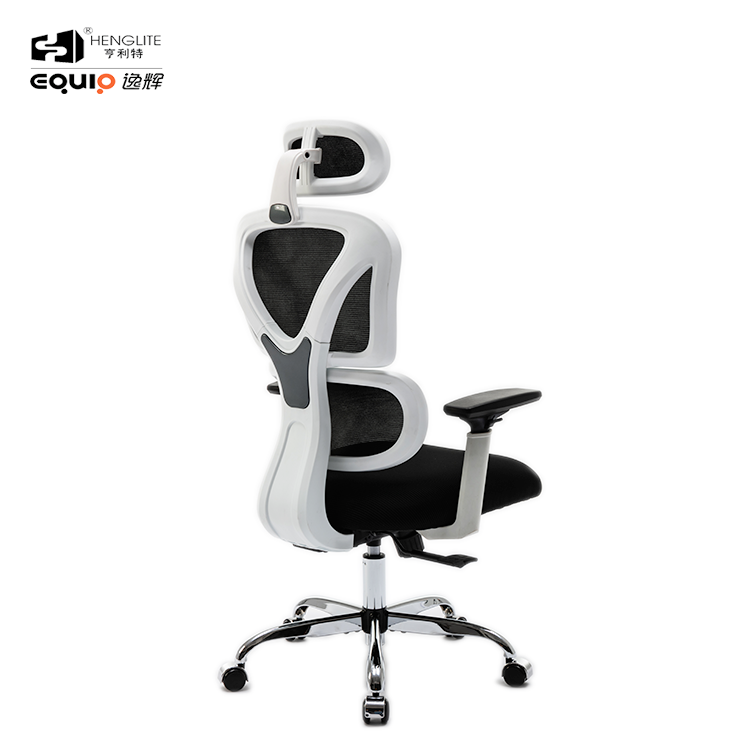 9070 Sliver Chromed Base 320 White EQ9070 High Back Ergonomic Mesh Chair