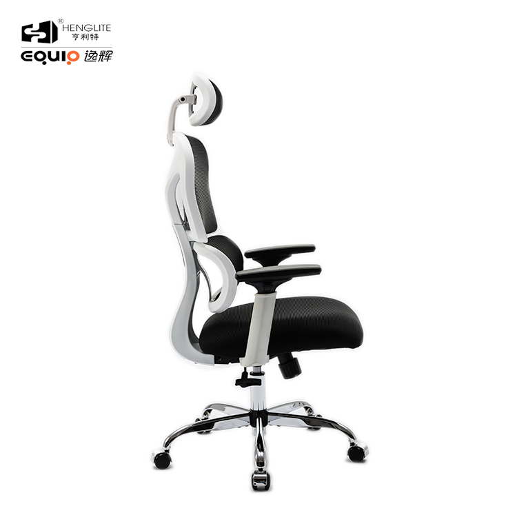 9070 Sliver Chromed Base 320 White EQ9070 High Back Ergonomic Mesh Chair