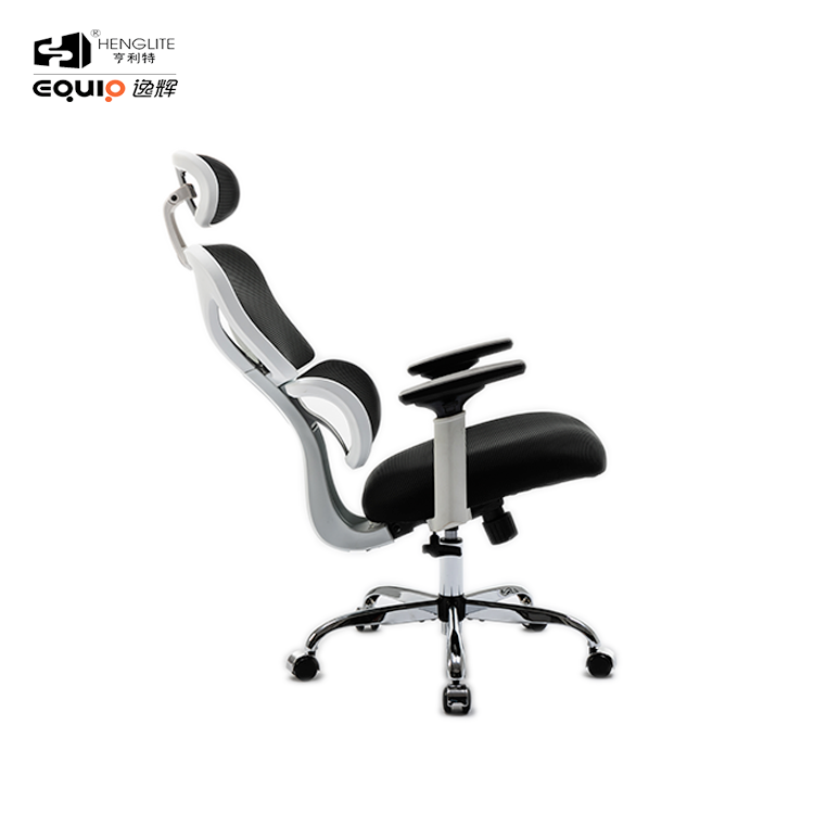 9070 Sliver Chromed Base 320 White EQ9070 High Back Ergonomic Mesh Chair