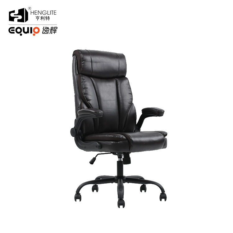 Black EQ5039 Double Cushion High Back Leather Chair