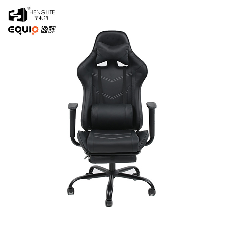 Black EQ7003 Massage Gaming Chair With Footrest