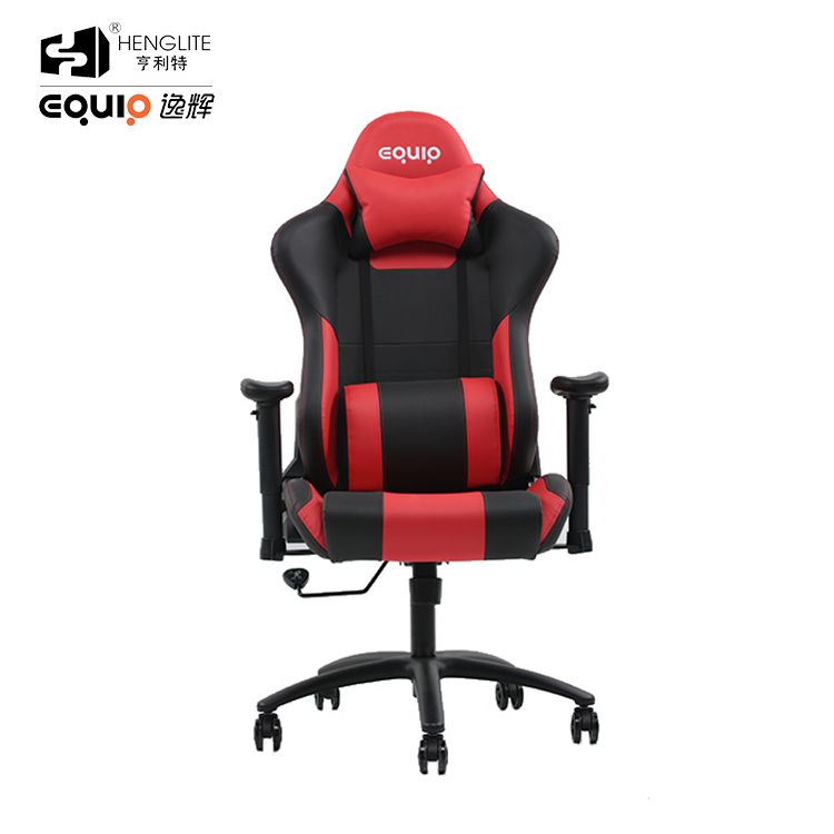 Red Black EQ7086 PU Wheels Gaming Chair